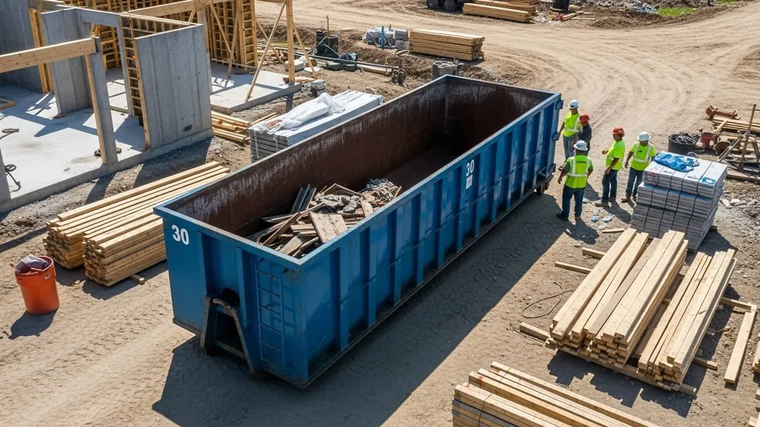Construction dumpster on a jobsite near Holland, MI